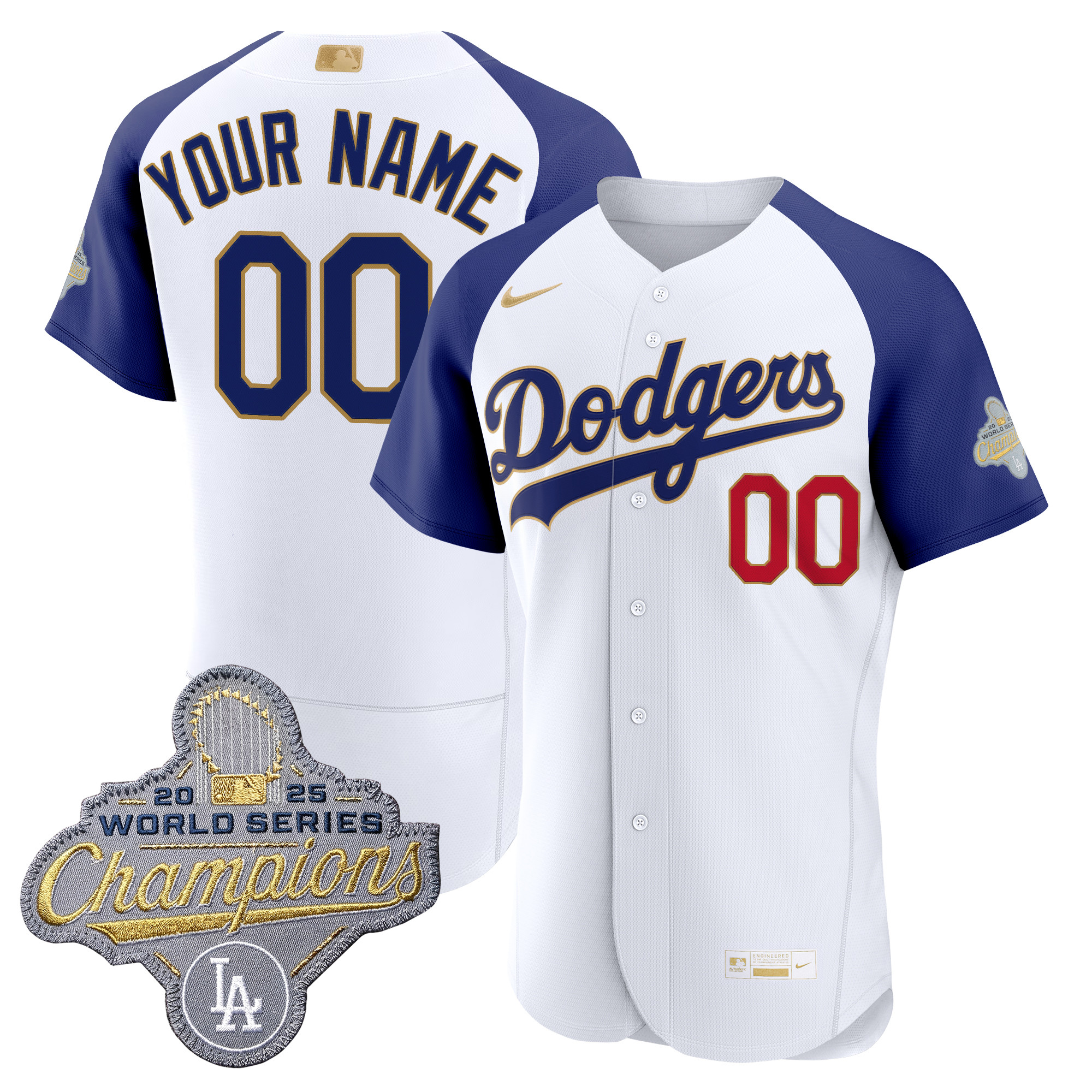 Los Angeles Dodgers "Gold Collection" Premier Elite Custom Jersey - All Stitched - Image 3