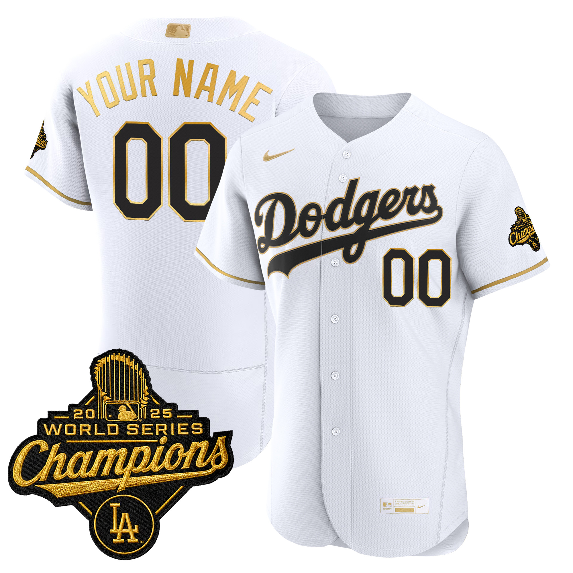 Los Angeles Dodgers "Gold Collection" Premier Elite Custom Jersey - All Stitched - Image 5