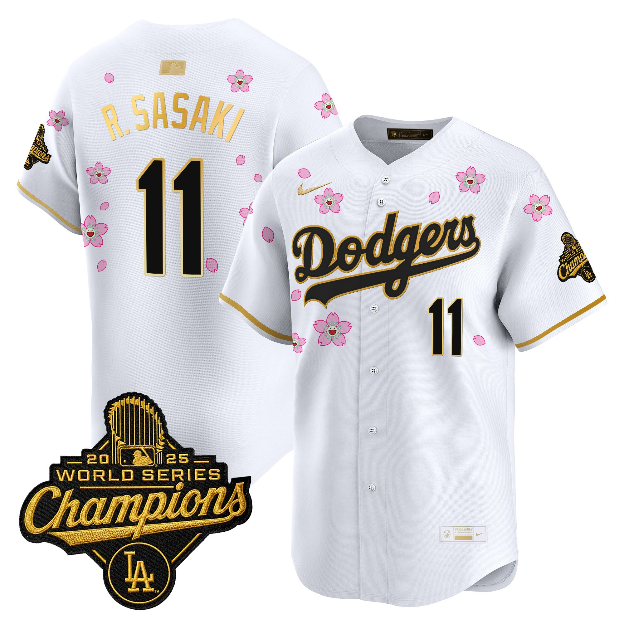 Men's Los Angeles Dodgers "Tokyo Series x Gold Collection" Vapor Premier Limited Jersey - All Stitched - Image 16