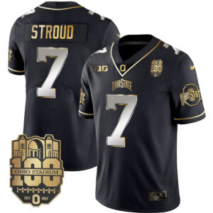Ohio State Buckeyes 100th Anniversary Black Gold Jersey - All Stitched