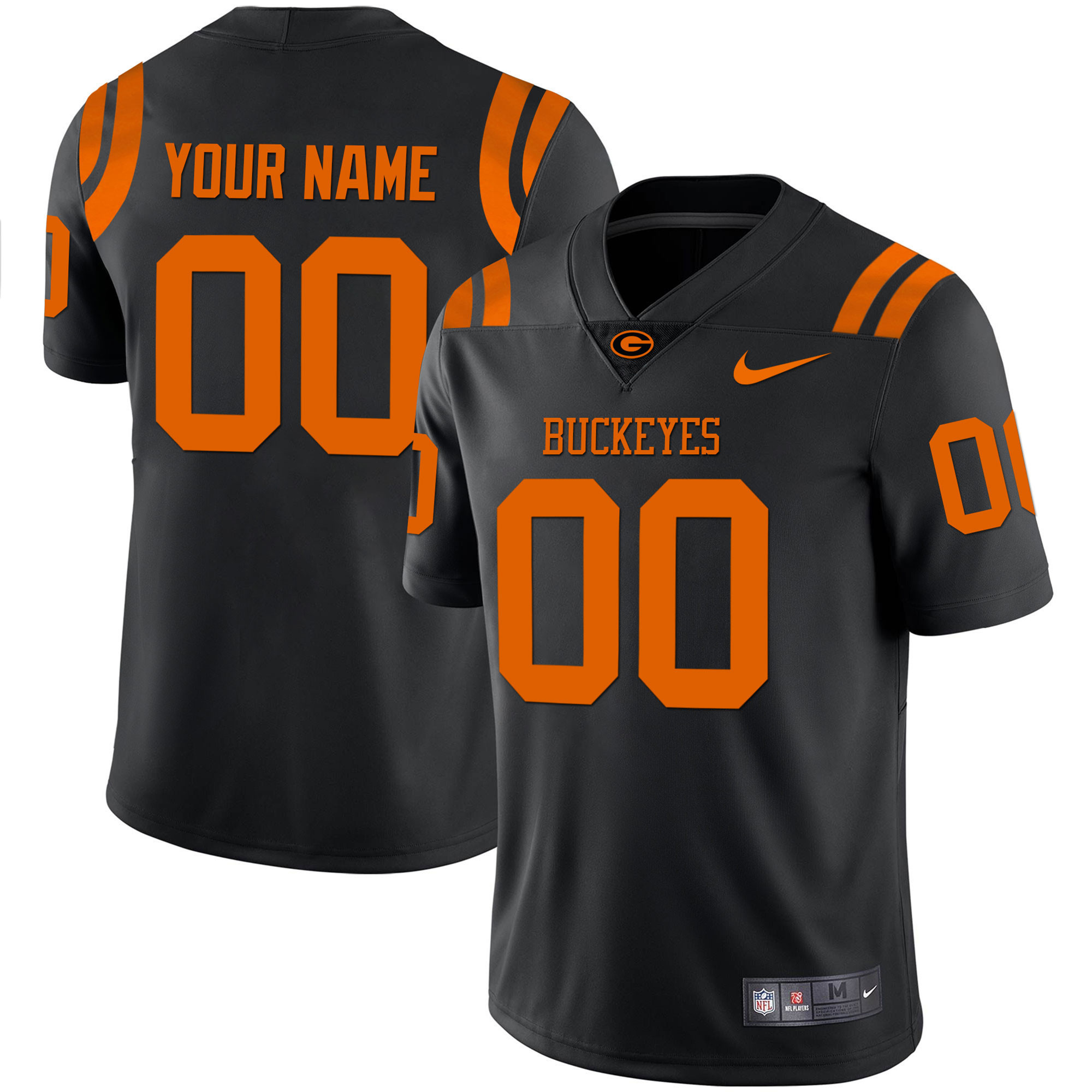 Ohio State Buckeyes Black Orange Custom Jersey - All Stitched