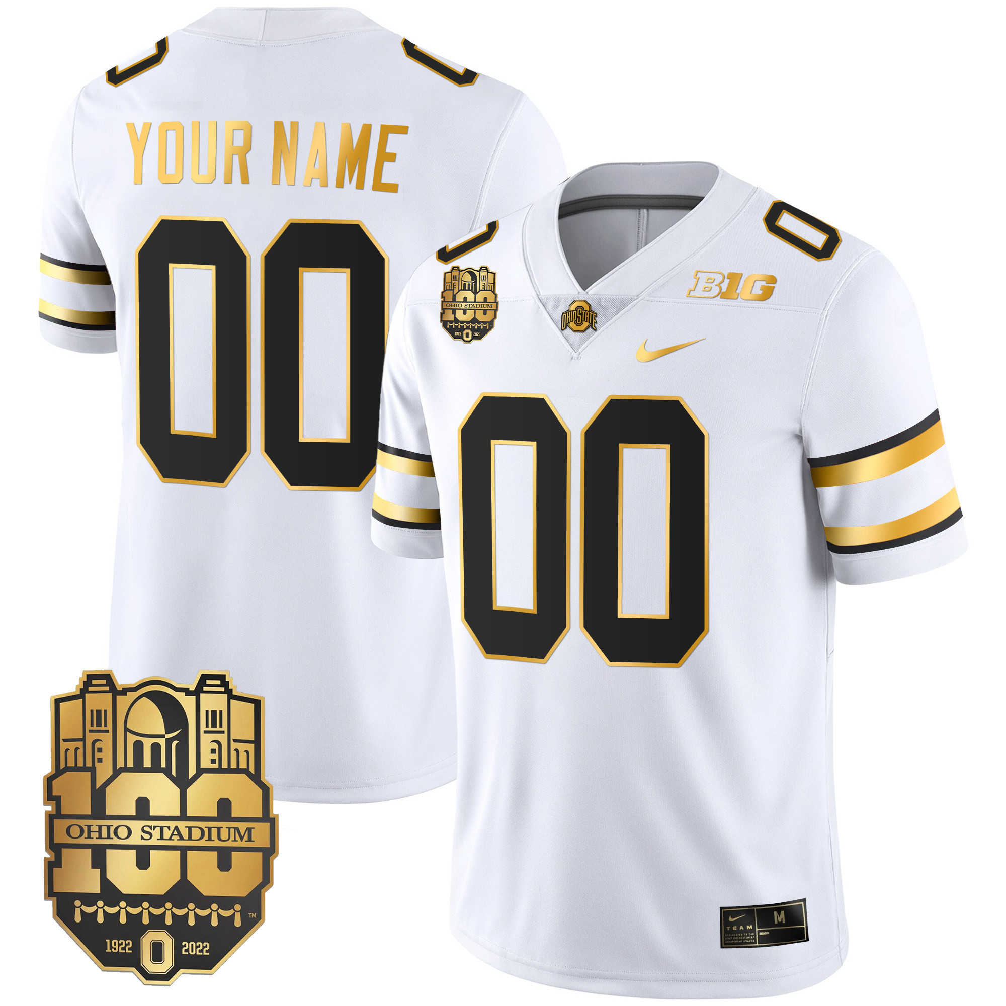 Ohio State Buckeyes Gold Custom Jersey - All Stitched - Image 2