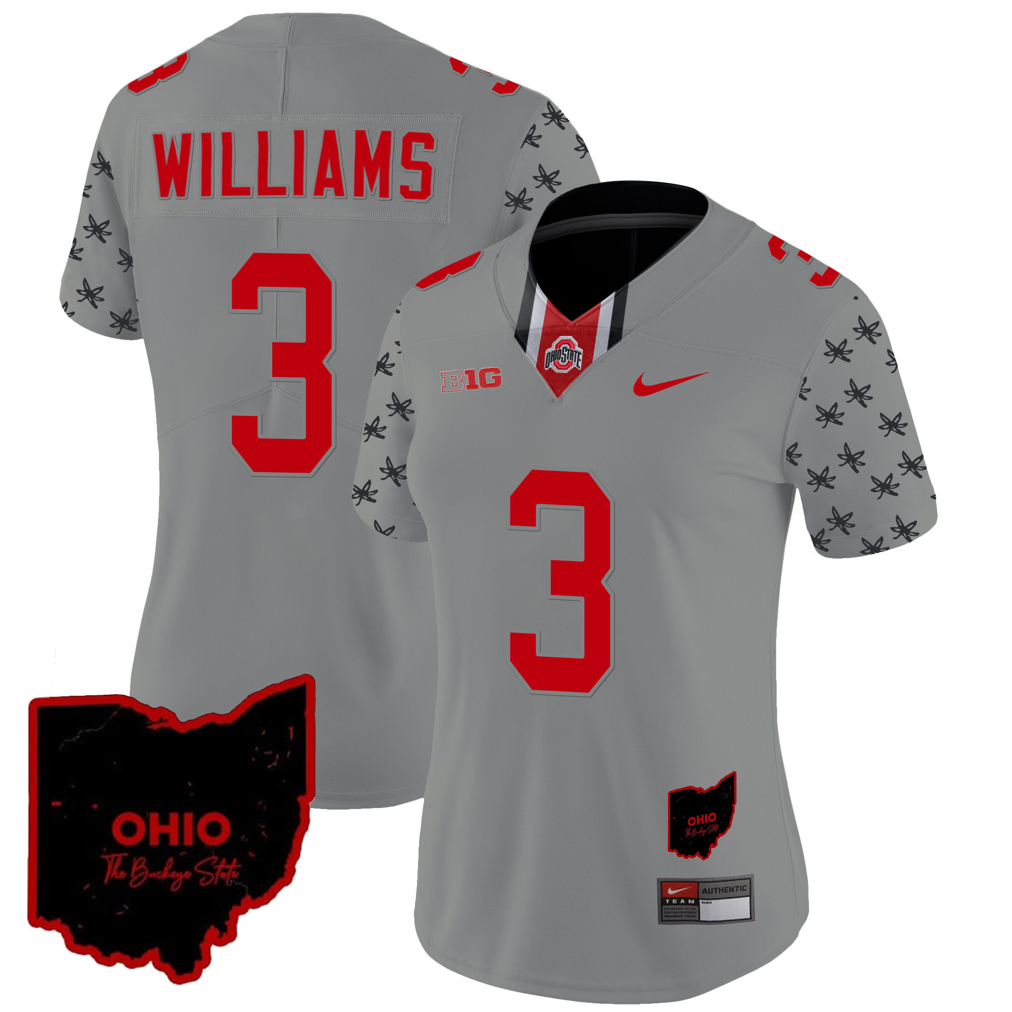 Women's Ohio State Buckeyes 2024 Gray Alternate Jersey - All Stitched - Image 12