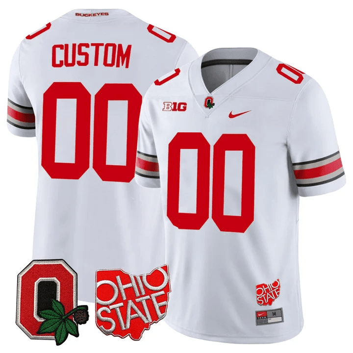 Ohio State Buckeyes Ohio State & Logo Patch Custom Jersey - All Stitched - Image 2