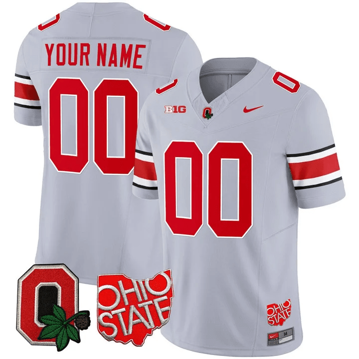 Ohio State Buckeyes Ohio State & Logo Patch Custom Jersey - All Stitched - Image 3