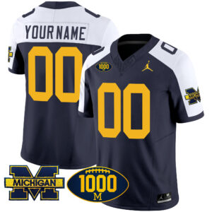 Michigan Wolverines 1000 Wins Patch Vapor Custom Jersey - All Stitched