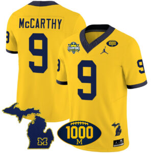 McCarthy #9 Michigan Wolverines 1000 Wins Patch Vapor Jersey - All Stitched