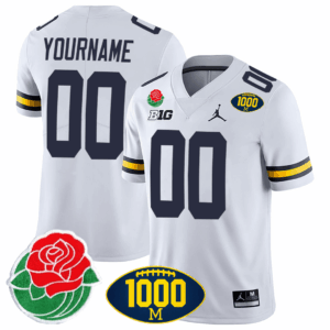 Michigan Wolverines 1000 Wins & Rose Bowl Patch Special Custom Jersey - All Stitched