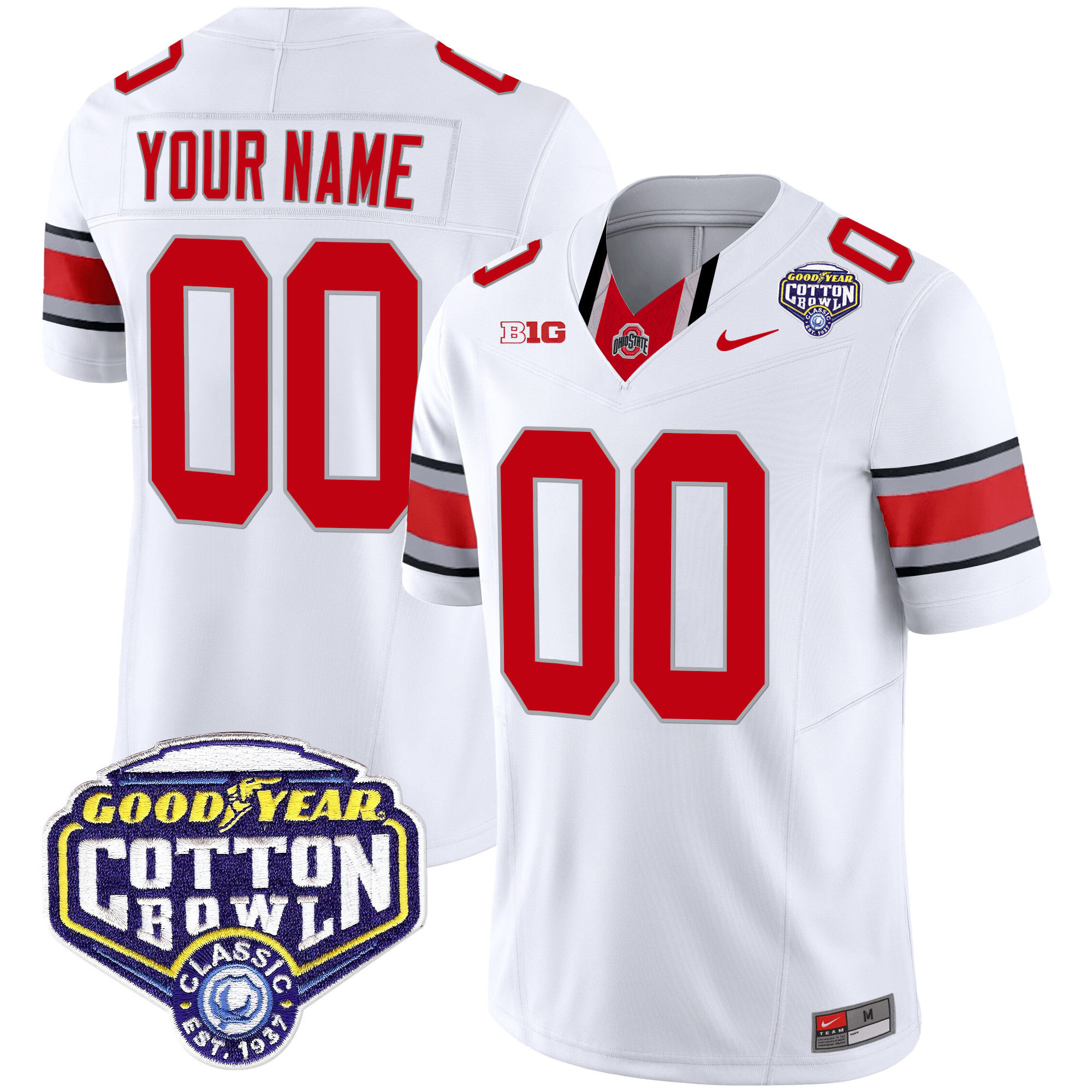 Ohio State Buckeyes Cotton Bowl Patch Vapor Limited Custom Jersey - All Stitched - Image 3