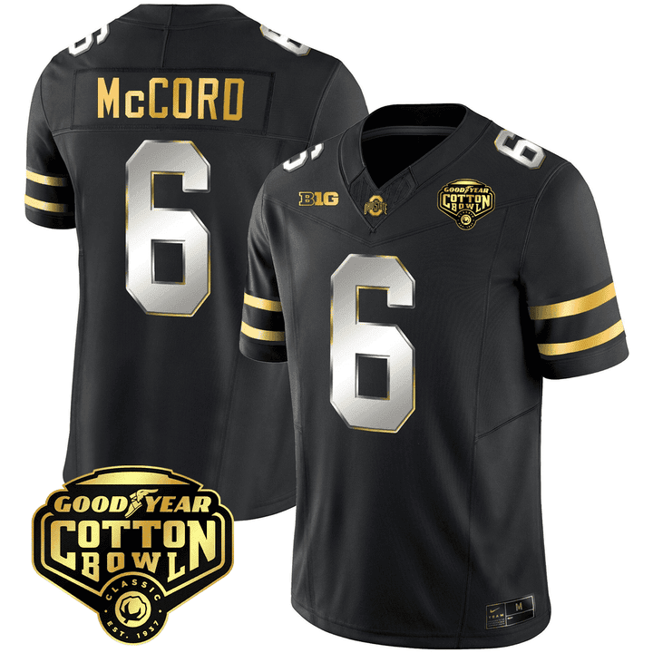 Men's Ohio State Buckeyes Good Year Cotton Bowl Patch Gold Jersey - All Stitched - Image 4