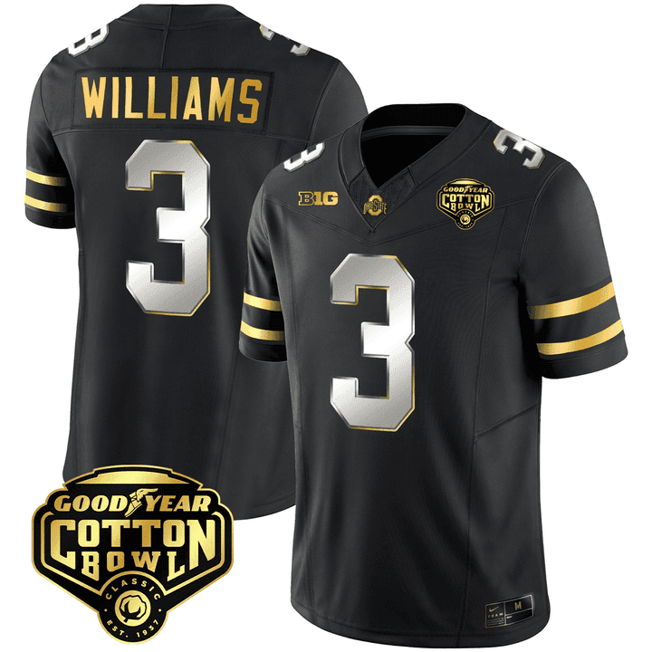 Men's Ohio State Buckeyes Good Year Cotton Bowl Patch Gold Jersey - All Stitched - Image 6