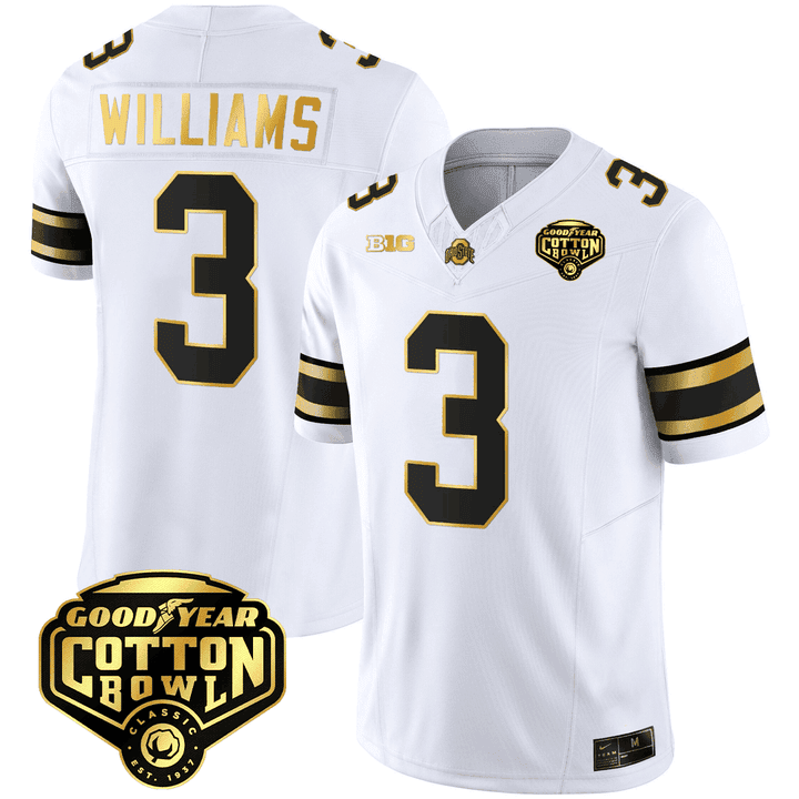 Men's Ohio State Buckeyes Good Year Cotton Bowl Patch Gold Jersey - All Stitched - Image 18