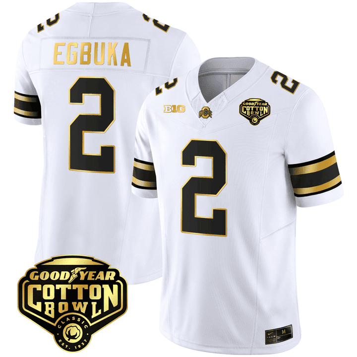 Men's Ohio State Buckeyes Good Year Cotton Bowl Patch Gold Jersey - All Stitched - Image 17