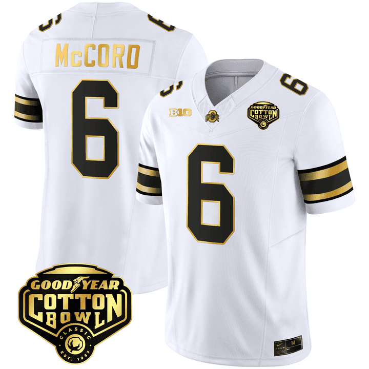 Men's Ohio State Buckeyes Good Year Cotton Bowl Patch Gold Jersey - All Stitched - Image 16