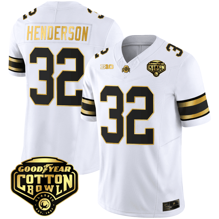 Men's Ohio State Buckeyes Good Year Cotton Bowl Patch Gold Jersey - All Stitched - Image 14