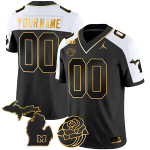 Michigan Wolverines Rose Bowl Patch Gold Vapor Custom Jersey - All Stitched