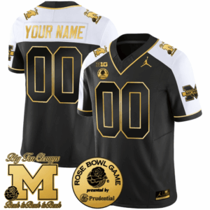 Michigan Wolverines Rose Bowl Patch Gold Vapor Custom Jersey V2 - All Stitched