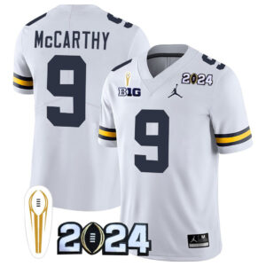 Men's Michigan Wolverines 2024 CFP National Champions Trophy Patch Vapor Jersey - All Stitched
