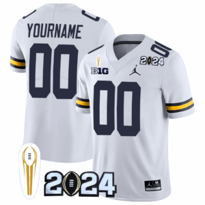 Michigan Wolverines 2024 CFP National Champions Trophy Patch Vapor Custom Jersey - All Stitched
