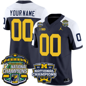 Michigan Wolverines 12x National Champions Patch Vapor Custom Jersey- All Stitched
