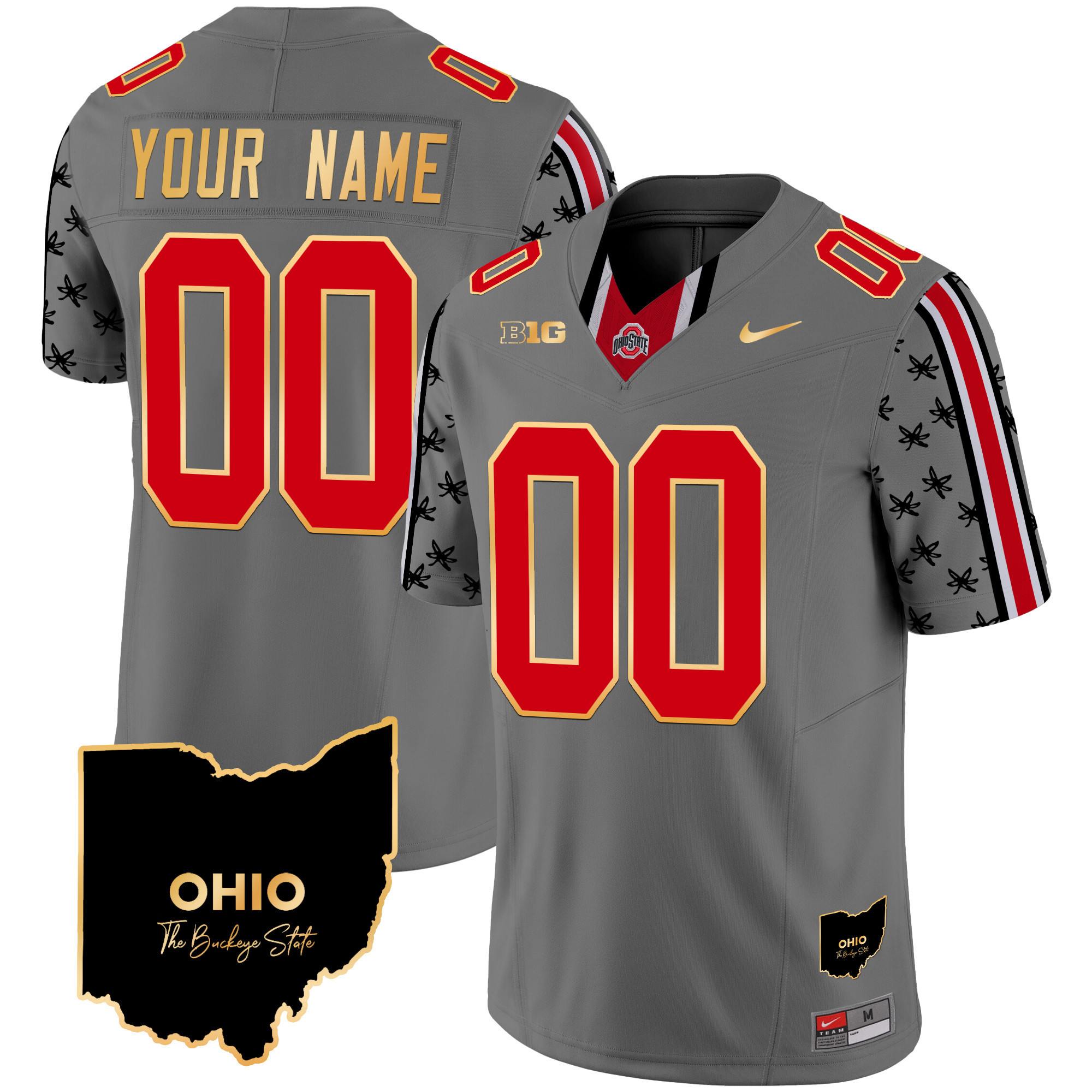 Ohio State Buckeyes 2024 Home Patch Gold Trim Vapor Limited Custom Jersey - All Stitched - Image 4