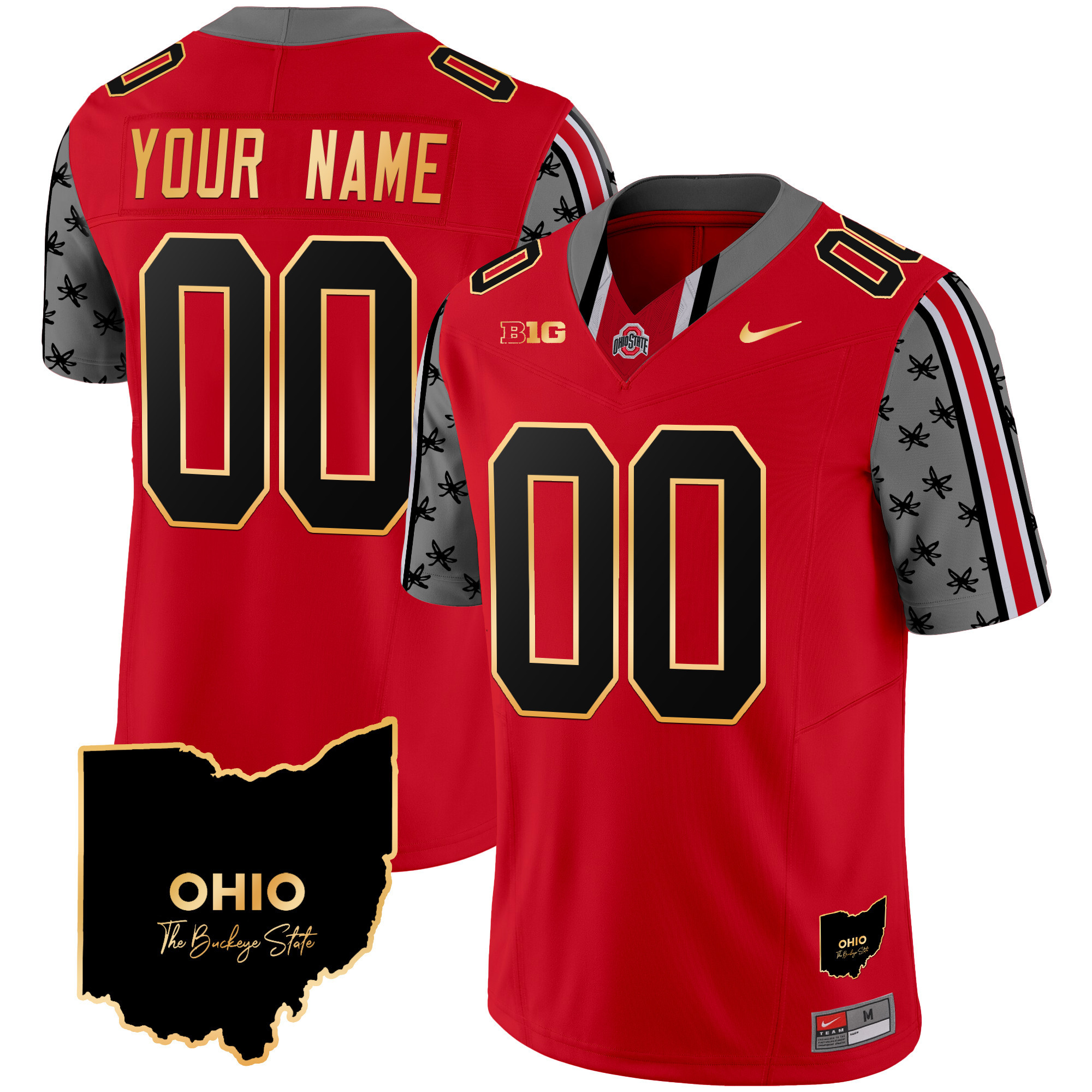 Ohio State Buckeyes 2024 Home Patch Gold Trim Vapor Limited Custom Jersey - All Stitched - Image 5