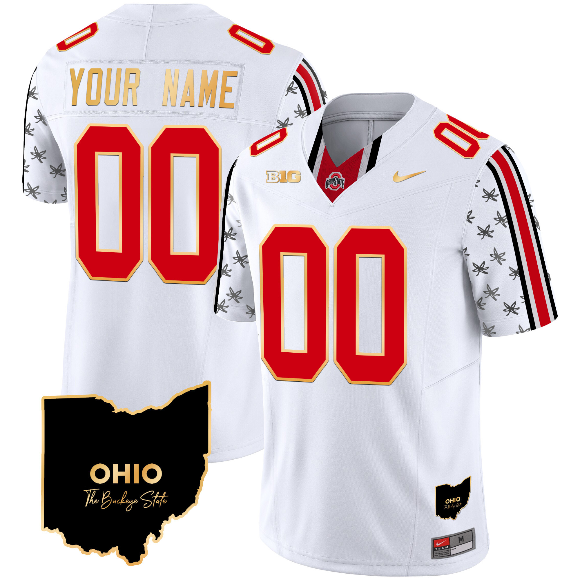 Ohio State Buckeyes 2024 Home Patch Gold Trim Vapor Limited Custom Jersey - All Stitched - Image 2