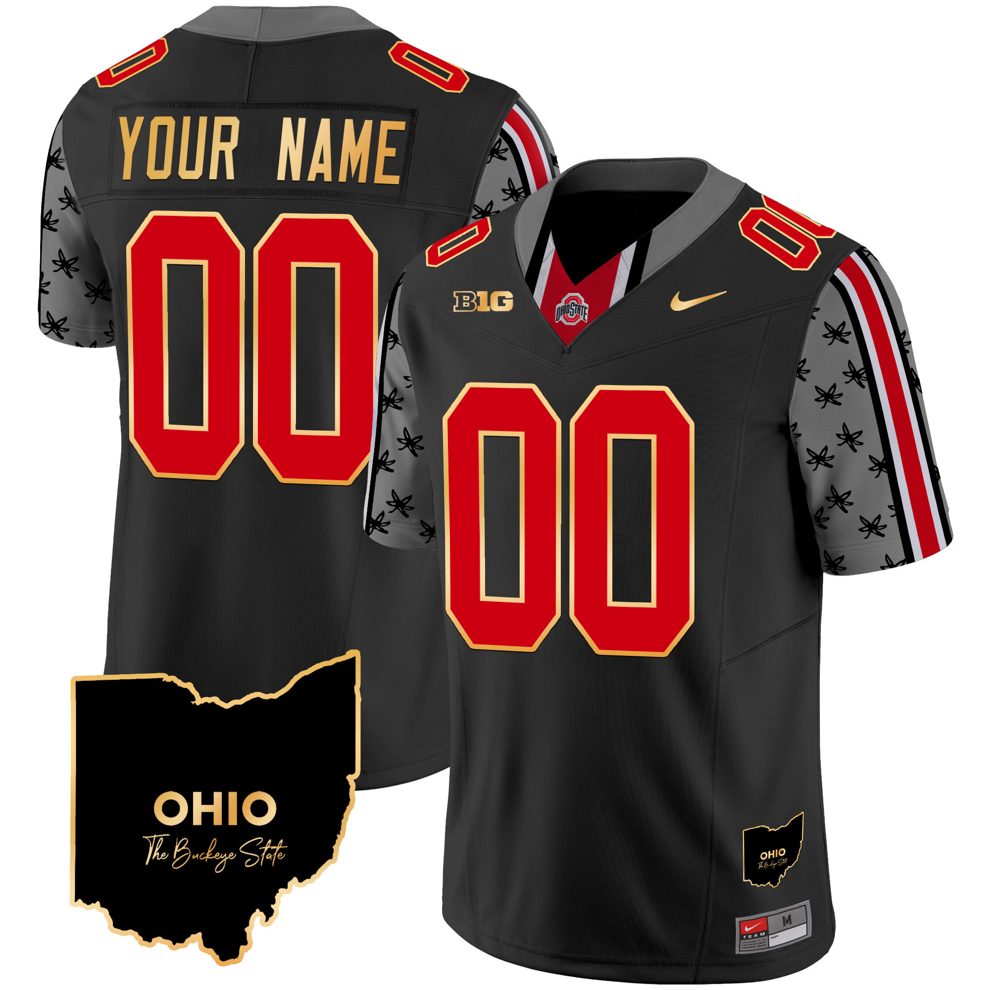 Ohio State Buckeyes 2024 Home Patch Gold Trim Vapor Limited Custom Jersey - All Stitched - Image 3