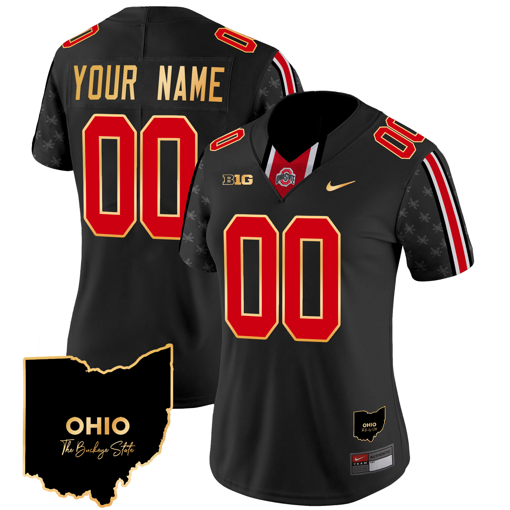 Ohio State Buckeyes 2024 Home Patch Gold Trim Vapor Limited Custom Jersey - All Stitched - Image 6