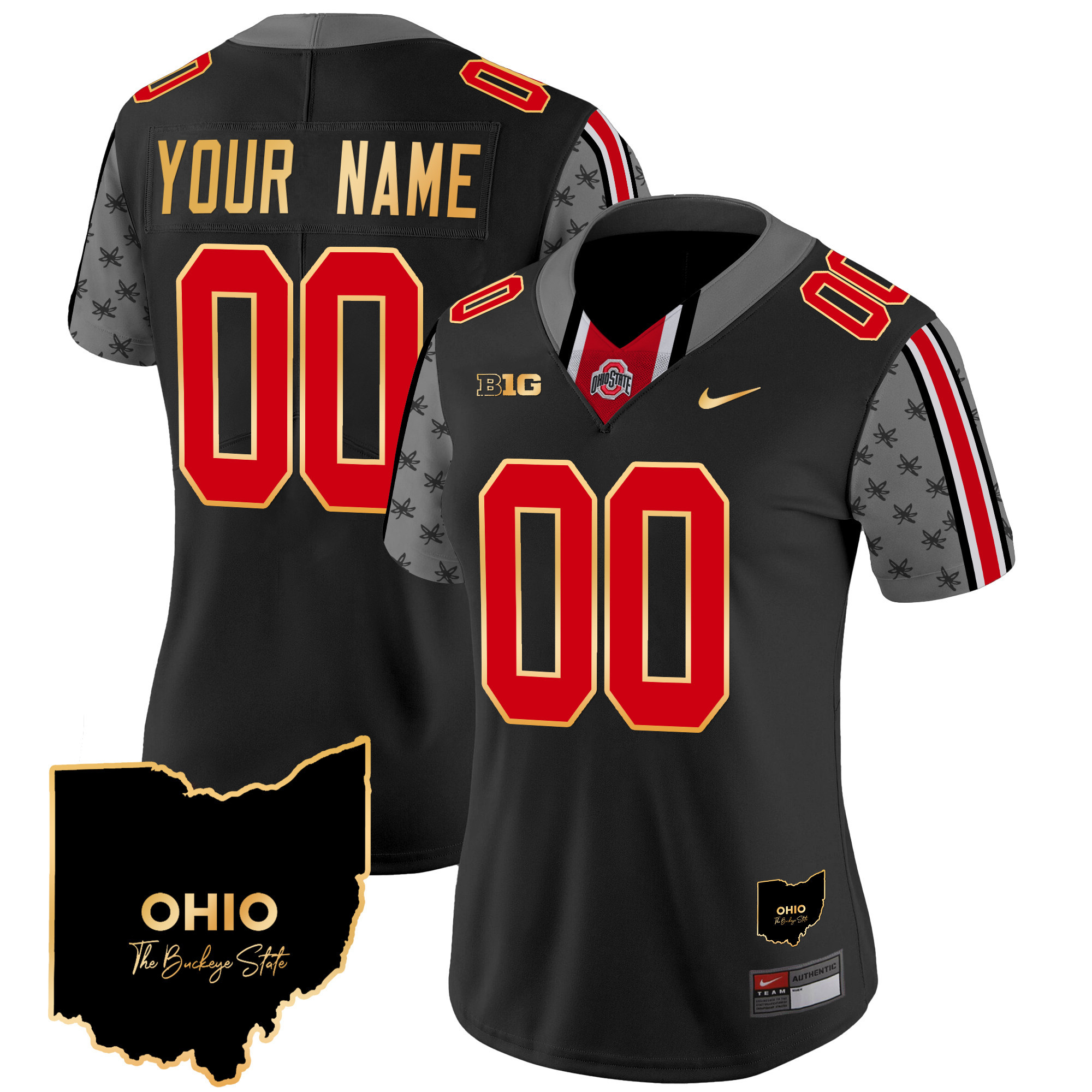 Ohio State Buckeyes 2024 Home Patch Gold Trim Vapor Limited Custom Jersey - All Stitched - Image 8