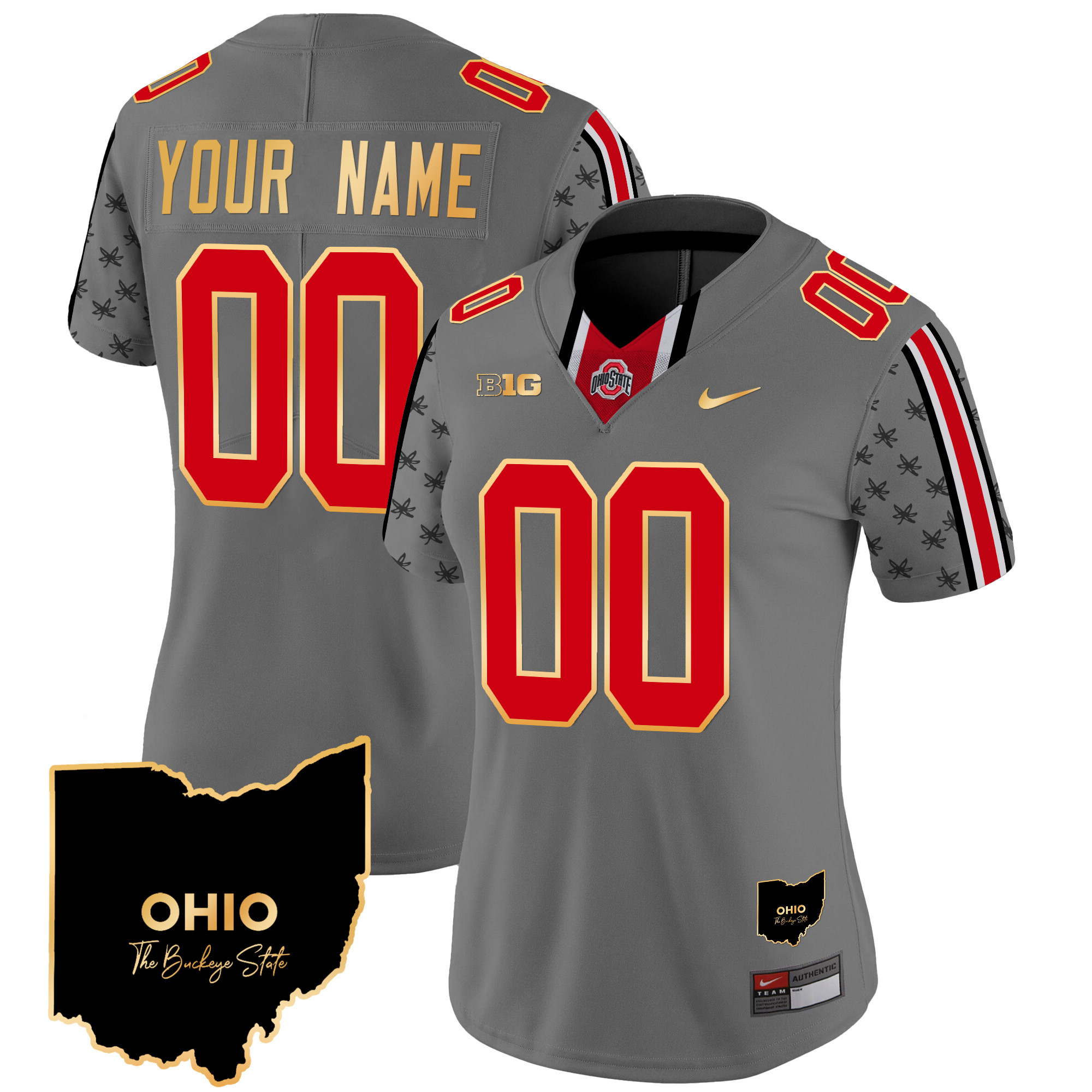 Ohio State Buckeyes 2024 Home Patch Gold Trim Vapor Limited Custom Jersey - All Stitched - Image 9