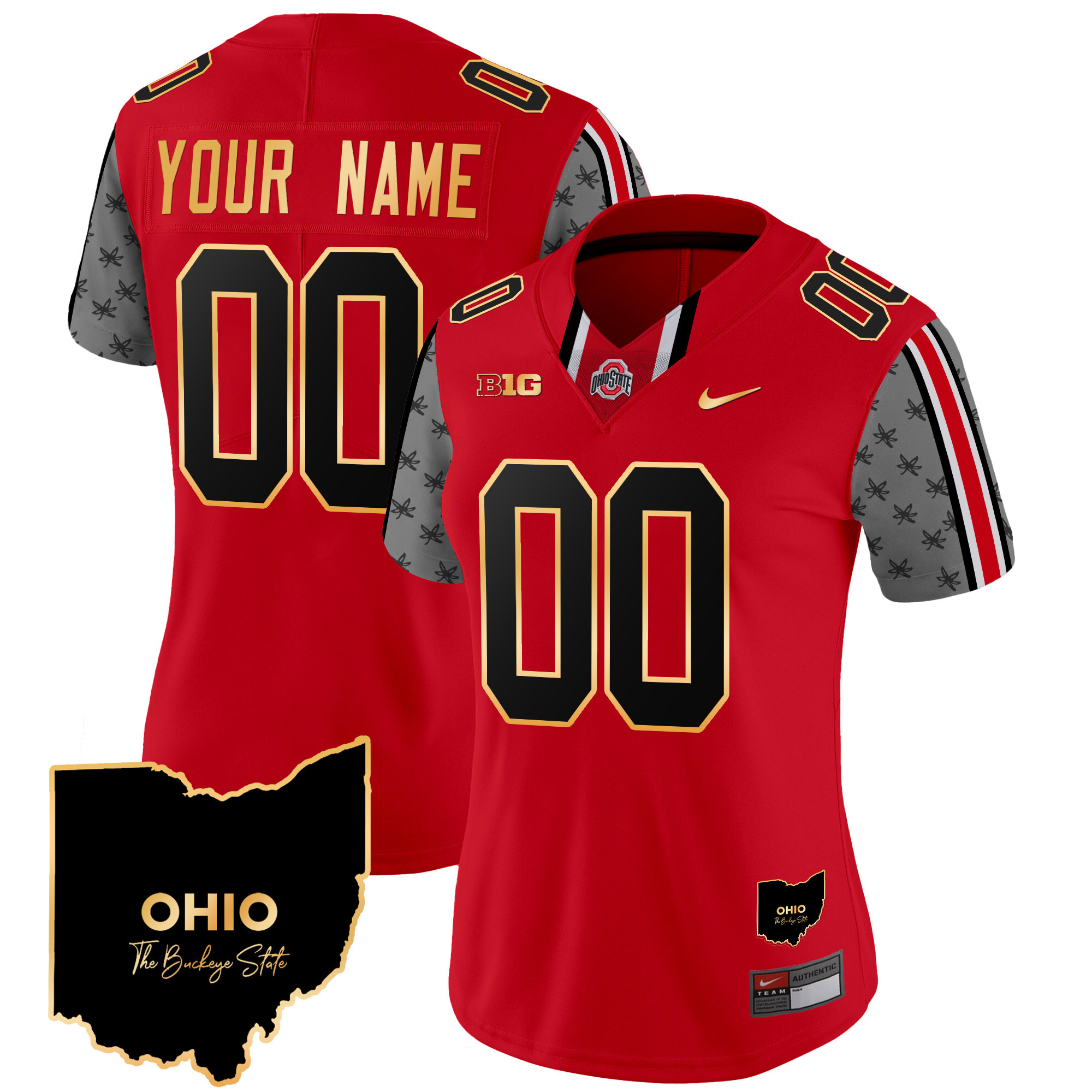 Ohio State Buckeyes 2024 Home Patch Gold Trim Vapor Limited Custom Jersey - All Stitched - Image 10