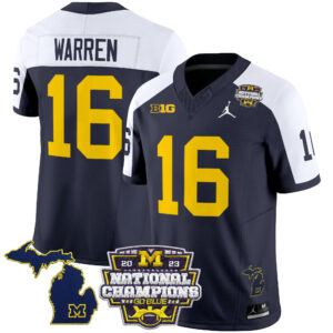 Men's Michigan Wolverines 2023 National Champions Patch Vapor Jersey V6 - All Stitched