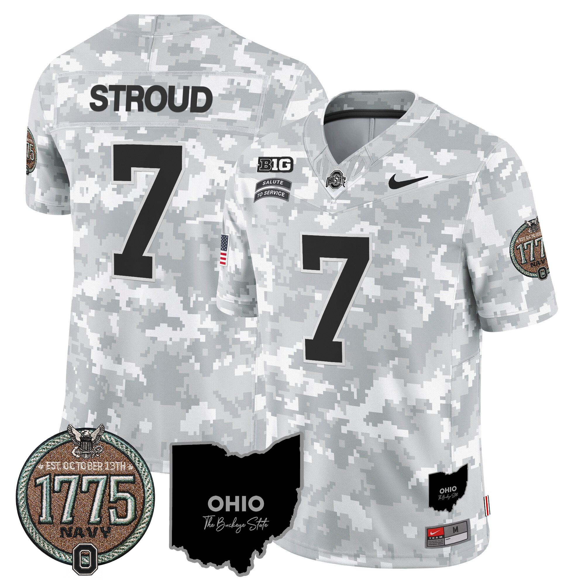 Men's Buckeyes 2024 Salute to Service Establishment Year Patch Vapor Limited Jersey - All Stitched - Image 28