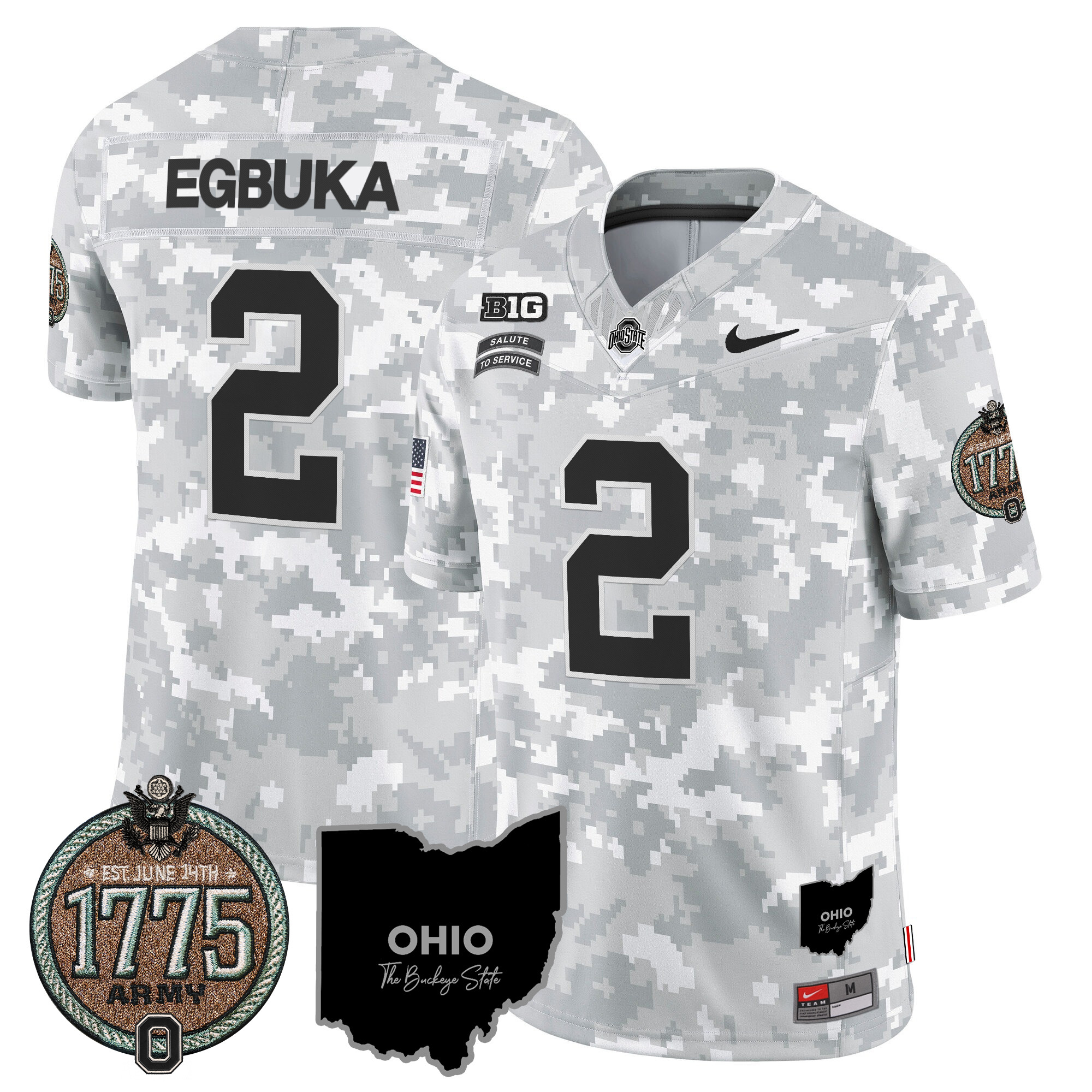 Men's Buckeyes 2024 Salute to Service Establishment Year Patch Vapor Limited Jersey - All Stitched - Image 19