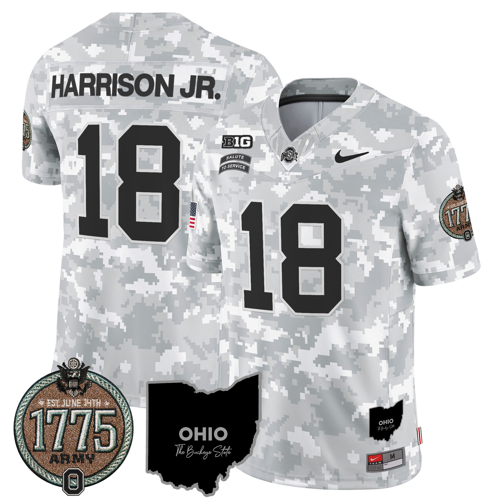 Men's Buckeyes 2024 Salute to Service Establishment Year Patch Vapor Limited Jersey - All Stitched - Image 16
