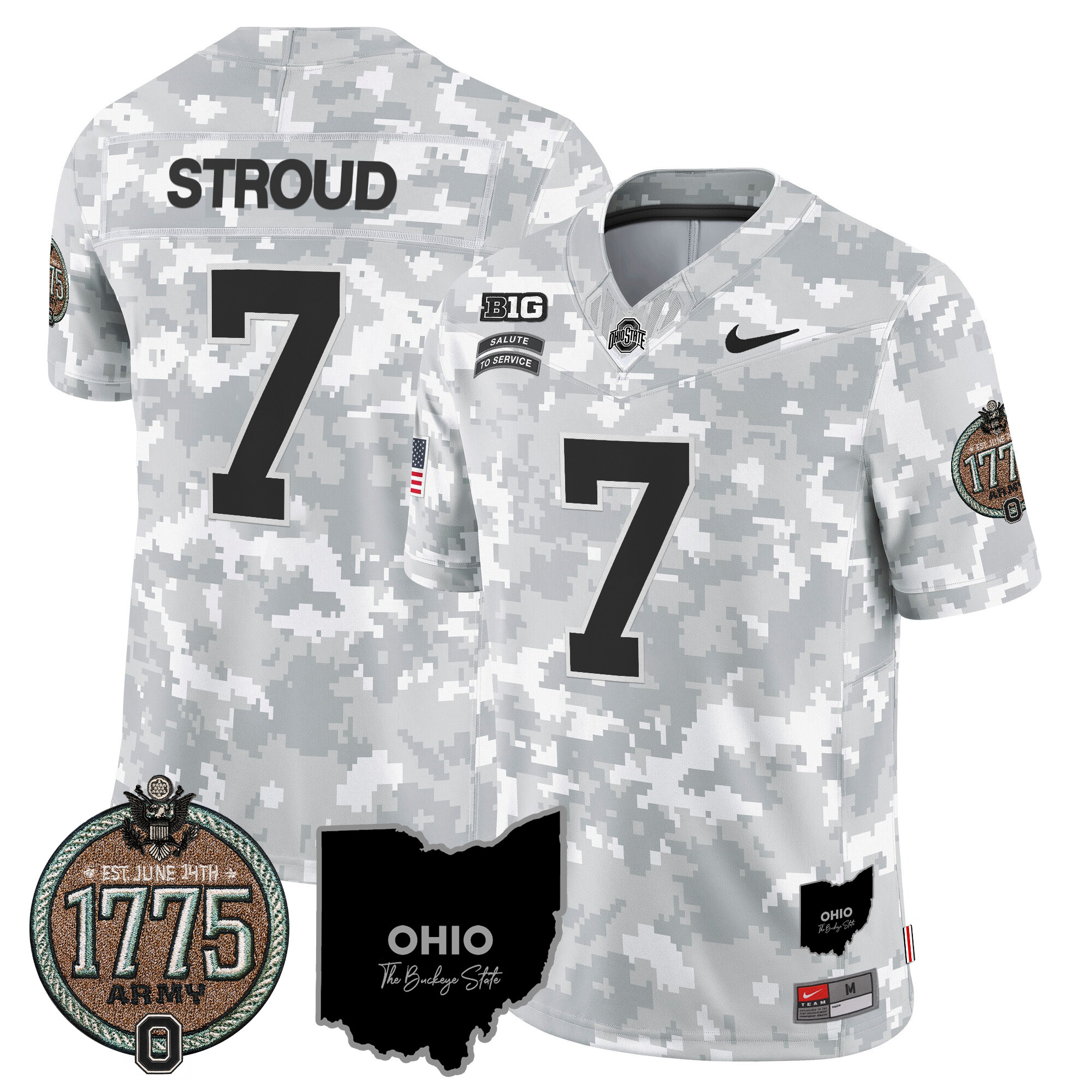 Men's Buckeyes 2024 Salute to Service Establishment Year Patch Vapor Limited Jersey - All Stitched - Image 17