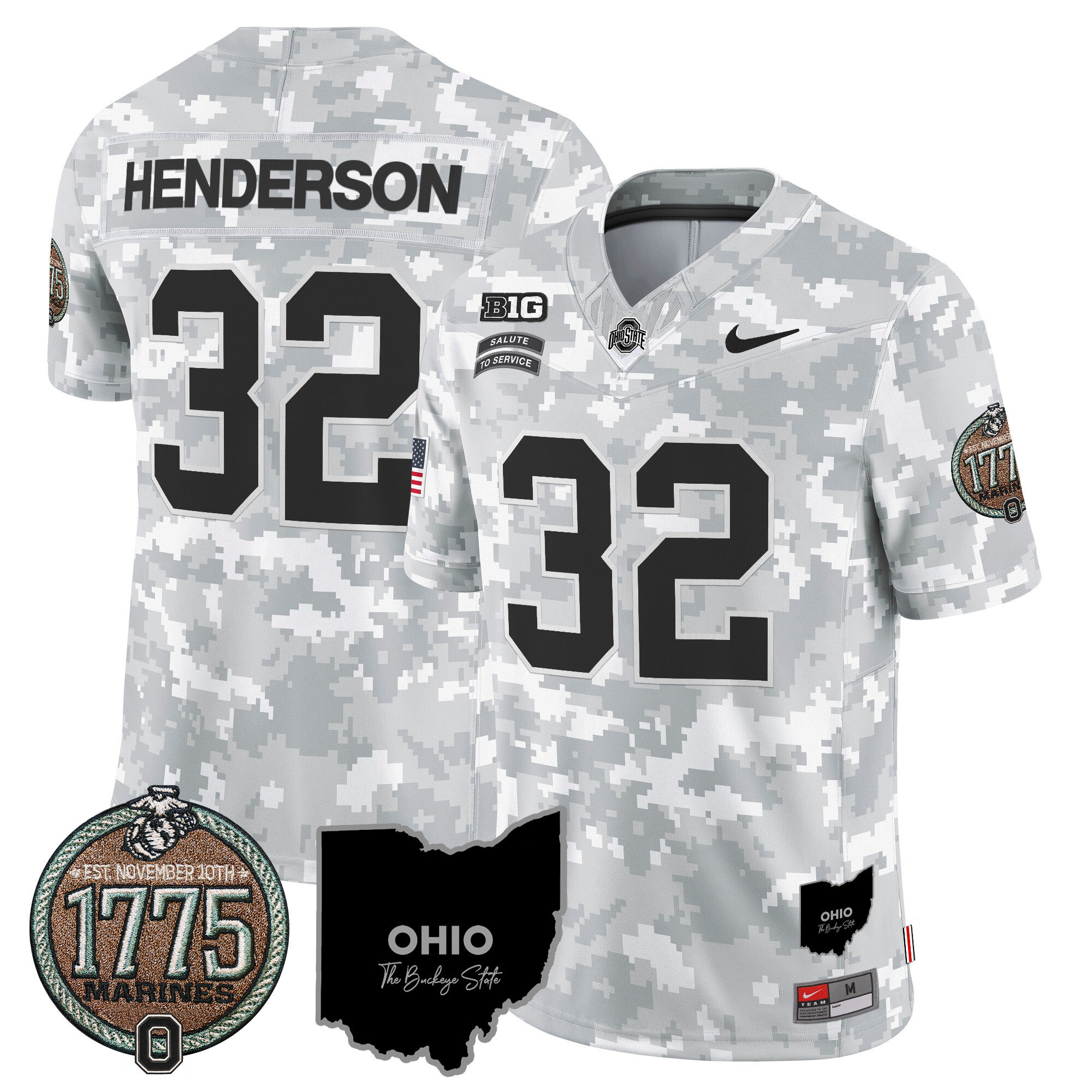 Men's Buckeyes 2024 Salute to Service Establishment Year Patch Vapor Limited Jersey - All Stitched - Image 7