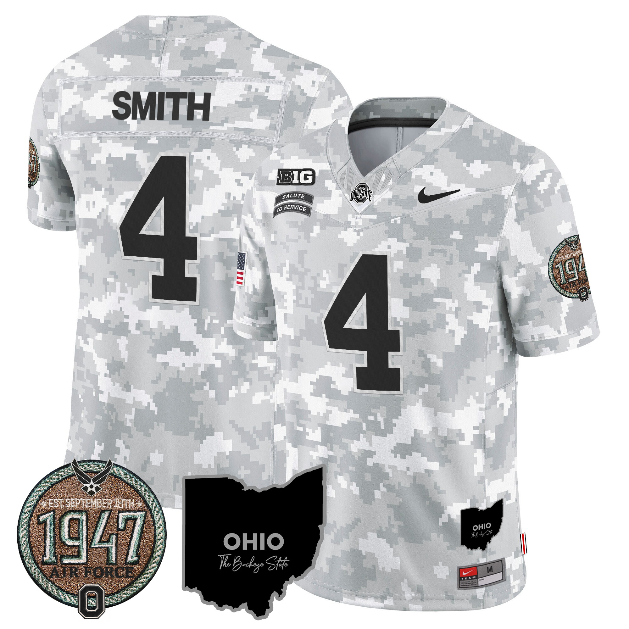 Men's Buckeyes 2024 Salute to Service Establishment Year Patch Vapor Limited Jersey - All Stitched - Image 36