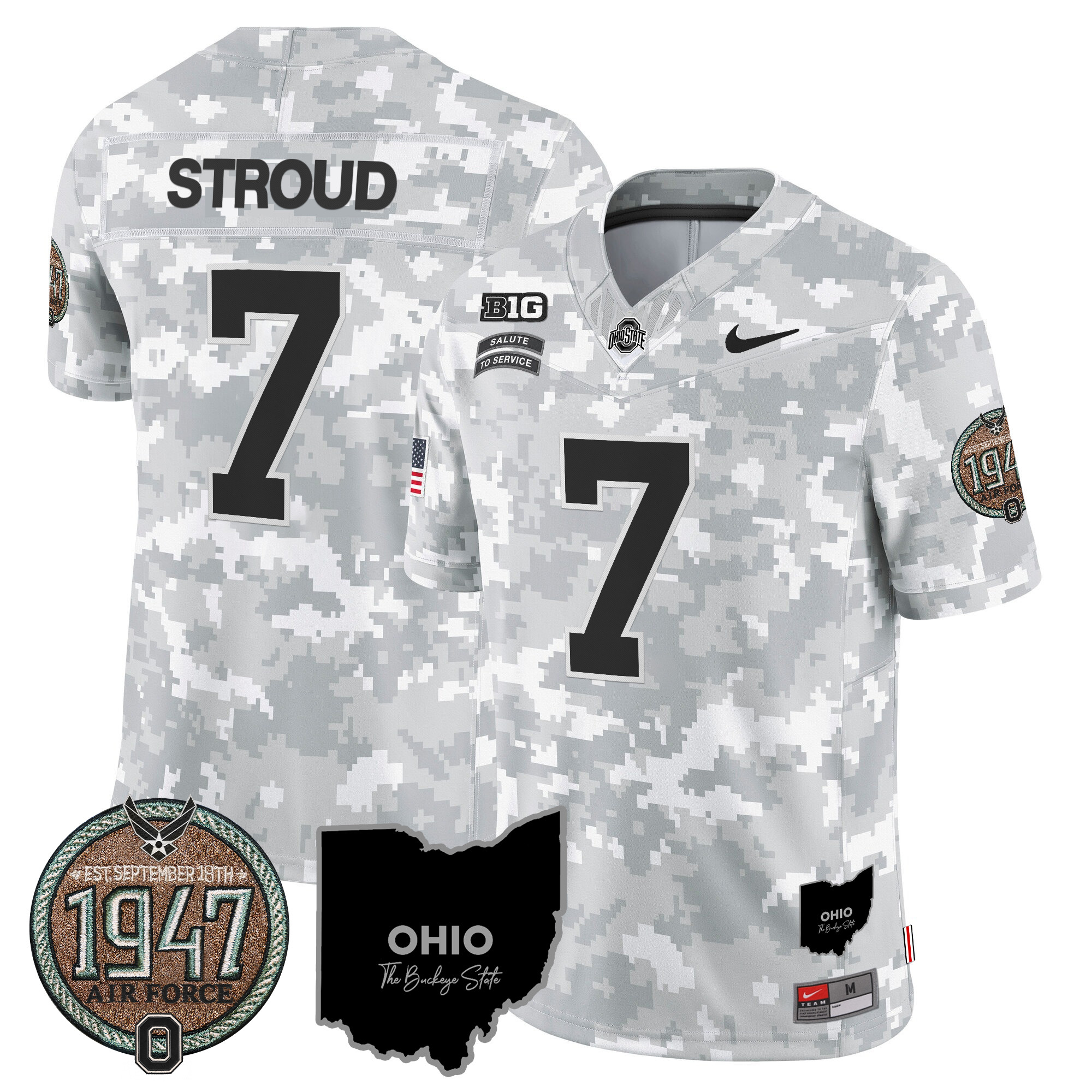 Men's Buckeyes 2024 Salute to Service Establishment Year Patch Vapor Limited Jersey - All Stitched - Image 39