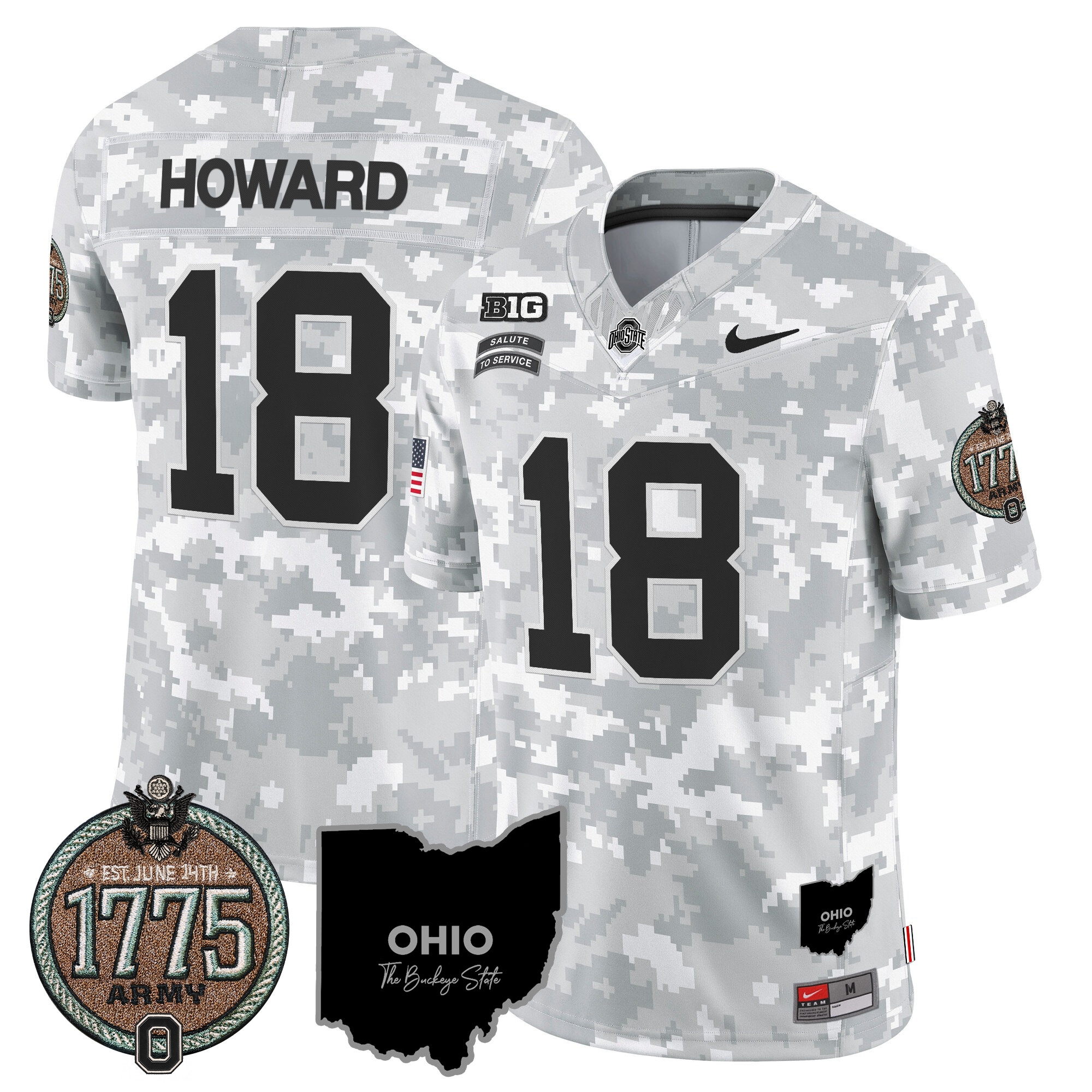 Men's Buckeyes 2024 Salute to Service Establishment Year Patch Vapor Limited Jersey - All Stitched - Image 12