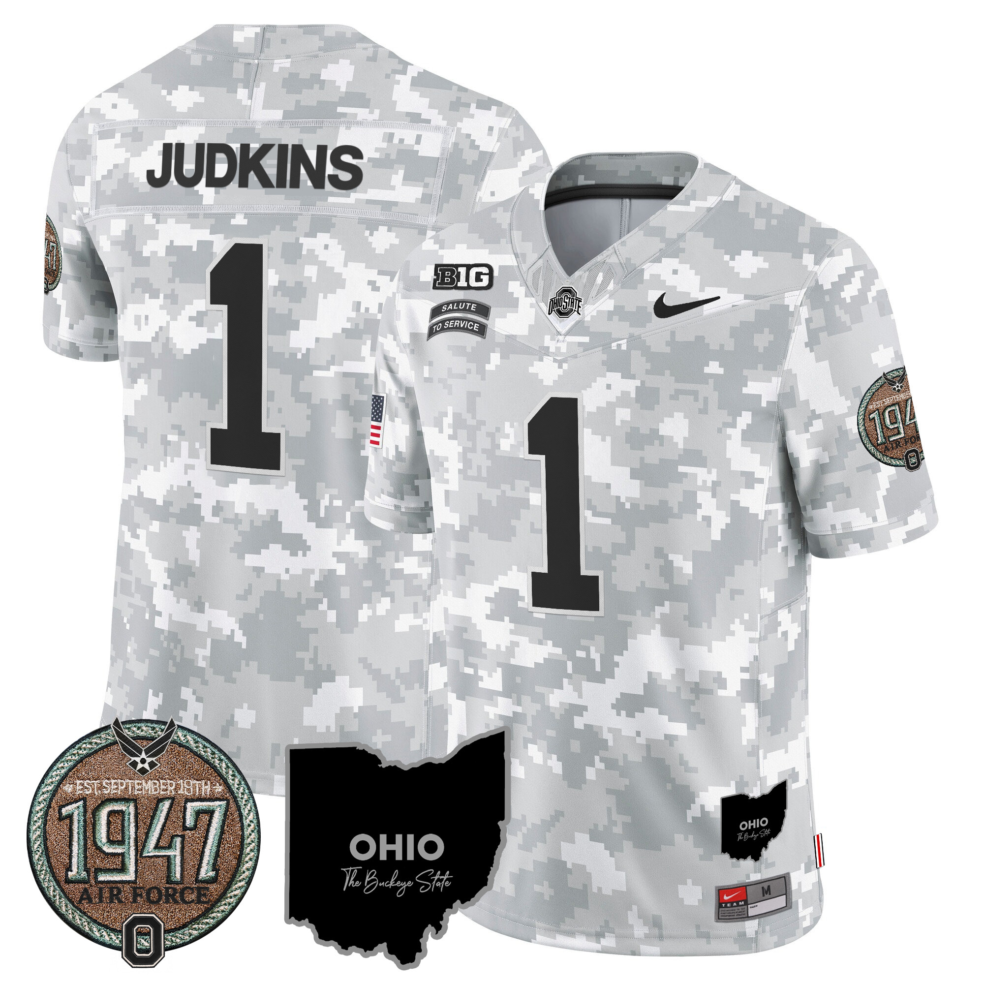 Men's Buckeyes 2024 Salute to Service Establishment Year Patch Vapor Limited Jersey - All Stitched - Image 35