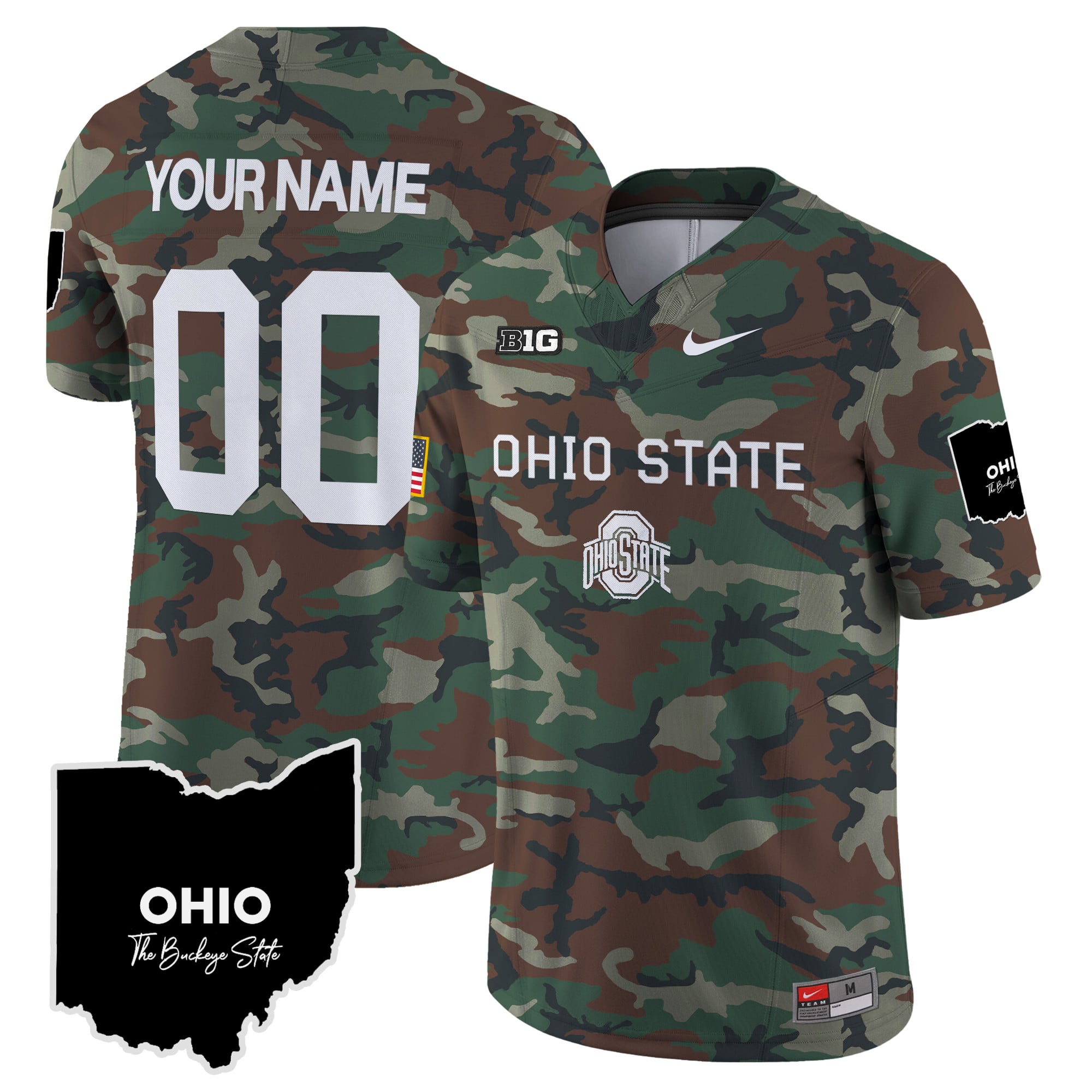 Ohio State Buckeyes 2024 Military Vapor Limited Custom Jersey - All Stitched