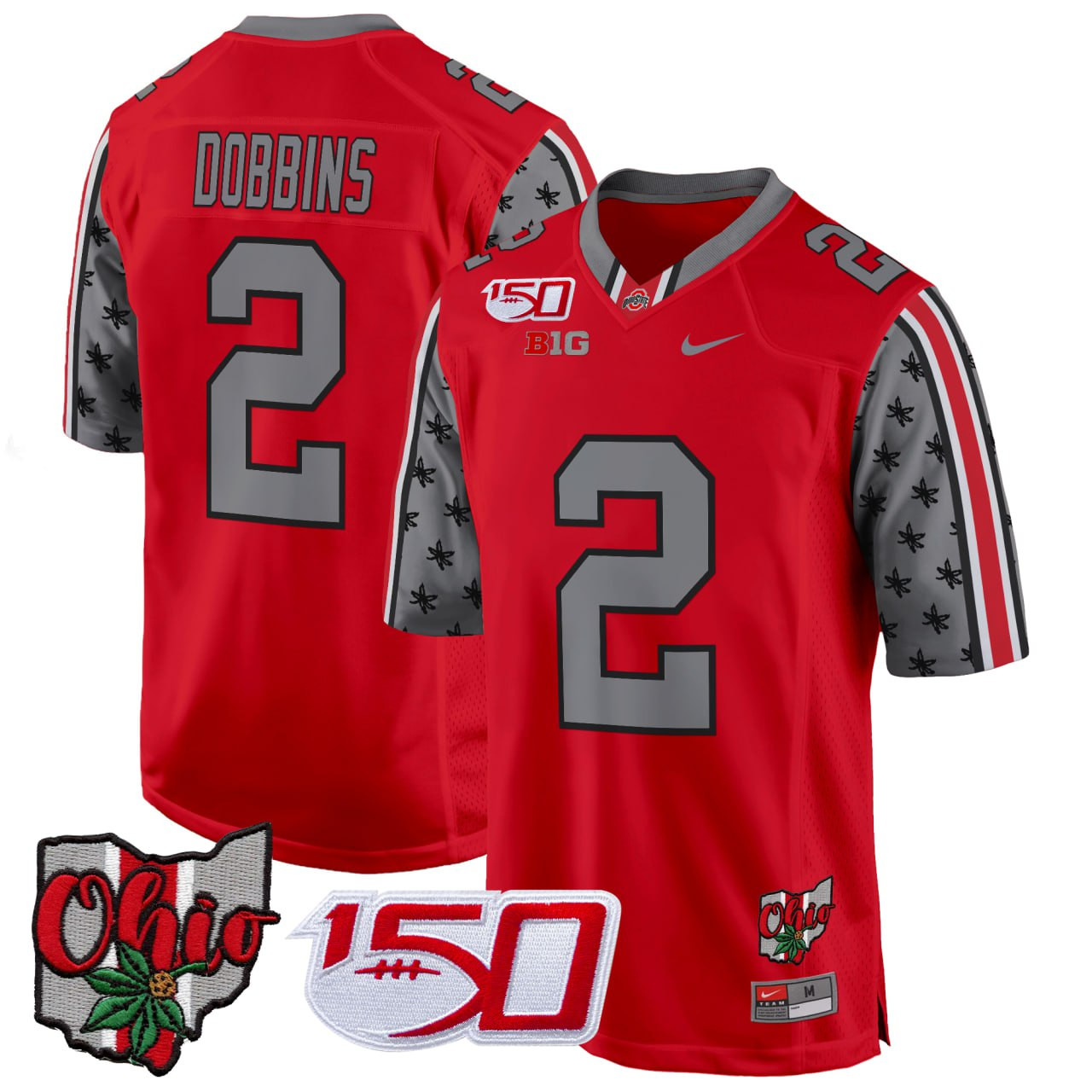 J.K. Dobbins Ohio State Buckeyes 2024 150 & Home Patch Game Jersey - All Stitched - Image 2