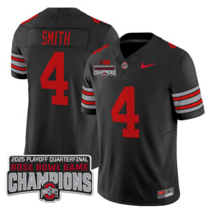 Men's Ohio State Buckeyes 'Heritage Stripe' 2025 Playoff Rose Bowl Champions Patch Vapor Limited Jersey - All Stitched