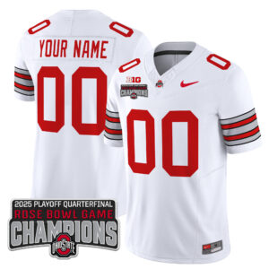 Ohio State Buckeyes 'Heritage Stripe' 2025 Playoff Rose Bowl Champions Patch Vapor Limited Custom Jersey - All Stitched