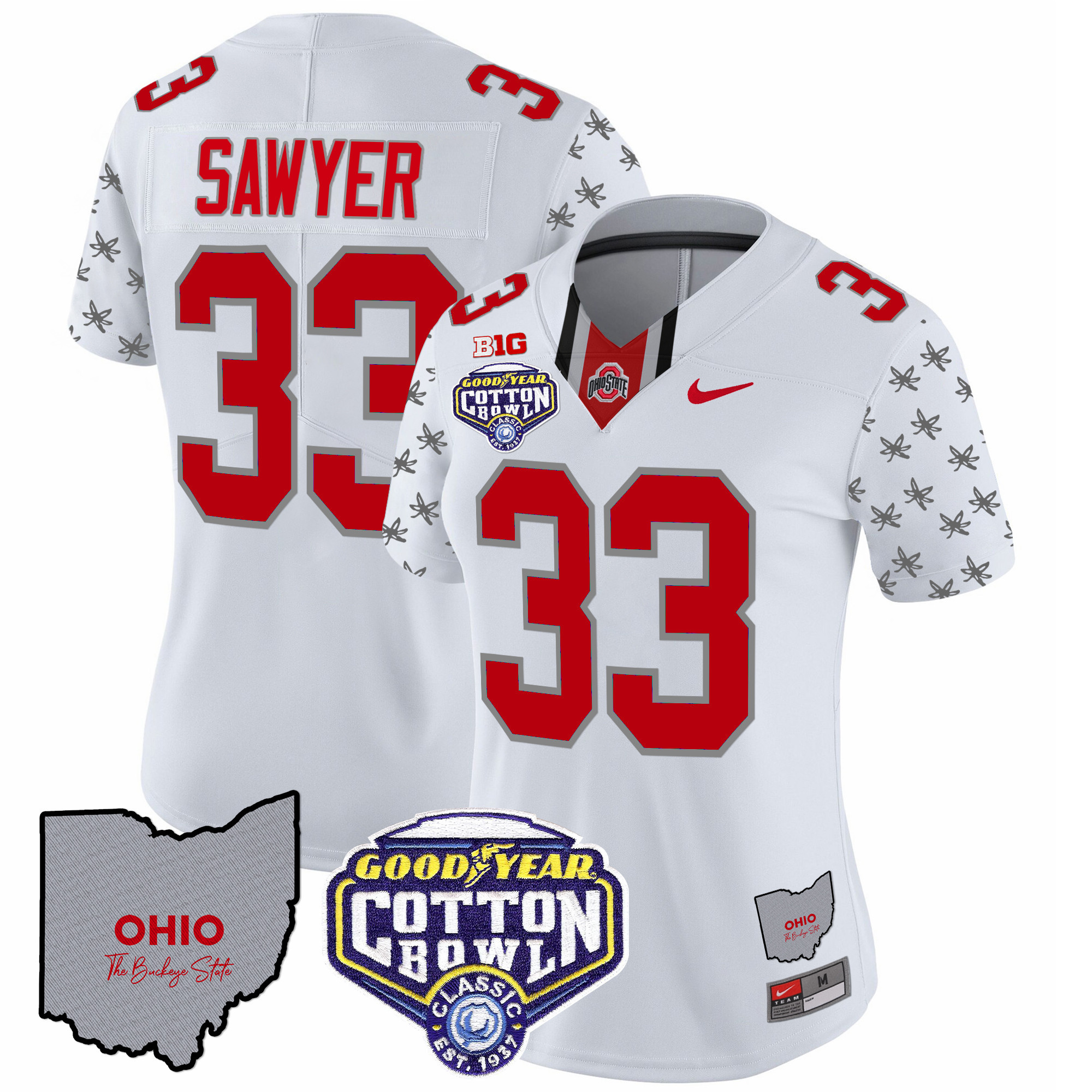 Women's Ohio State Buckeyes Cotton Bowl Patch Vapor Limited Jersey - All Stitched - Image 8