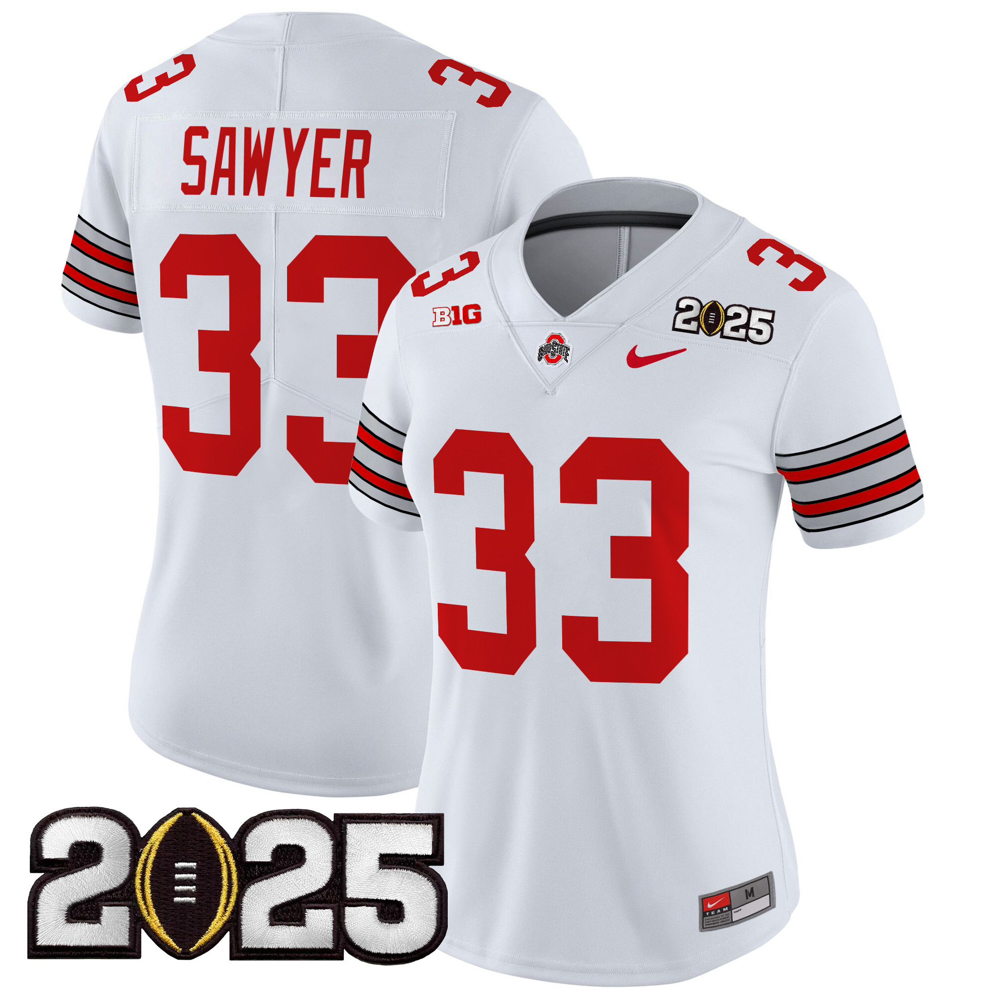 Women's Ohio State Buckeyes 'Heritage Stripe' 2025 CFP Final Patch Vapor Limited Jersey - All Stitched - Image 8