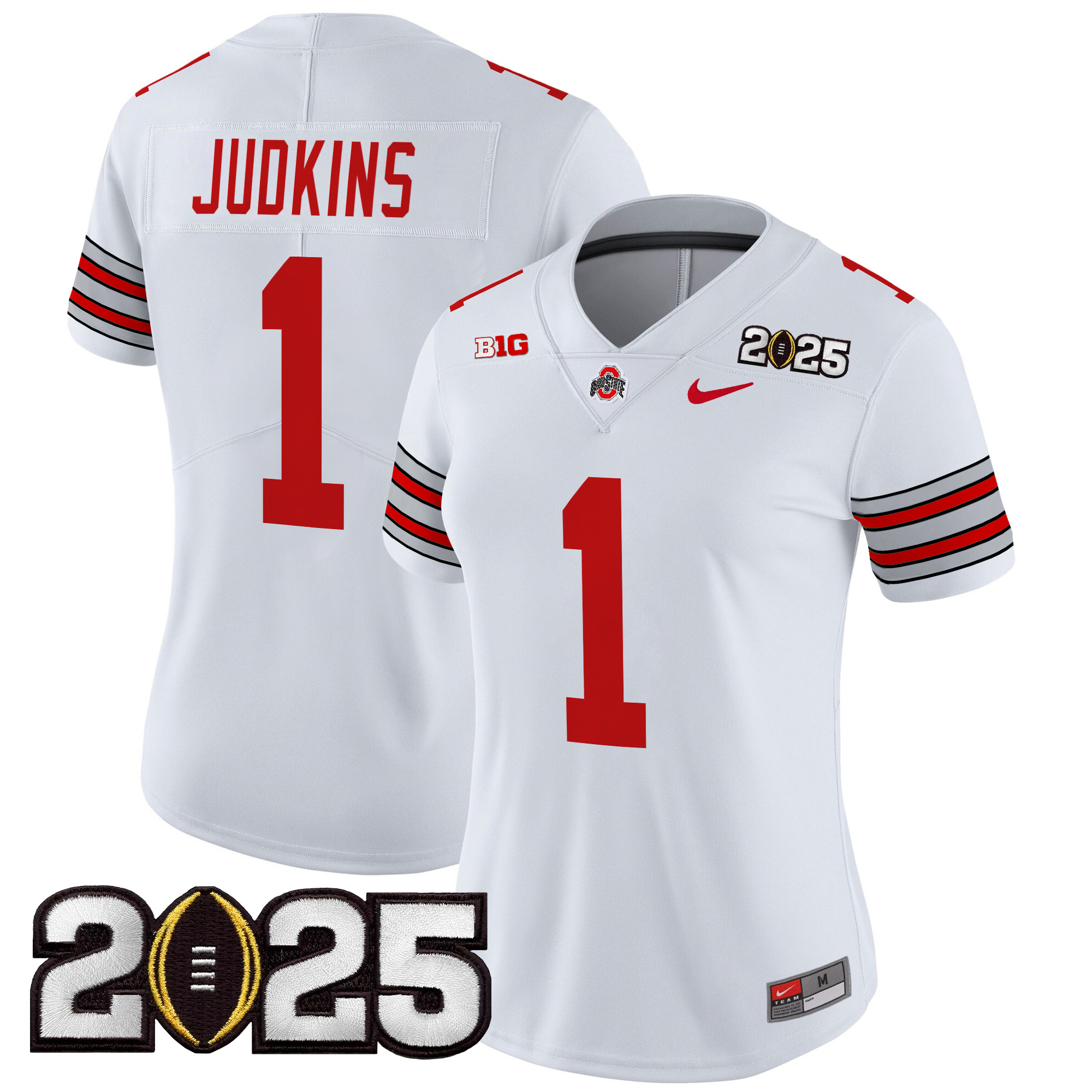 Women's Ohio State Buckeyes 'Heritage Stripe' 2025 CFP Final Patch Vapor Limited Jersey - All Stitched - Image 3