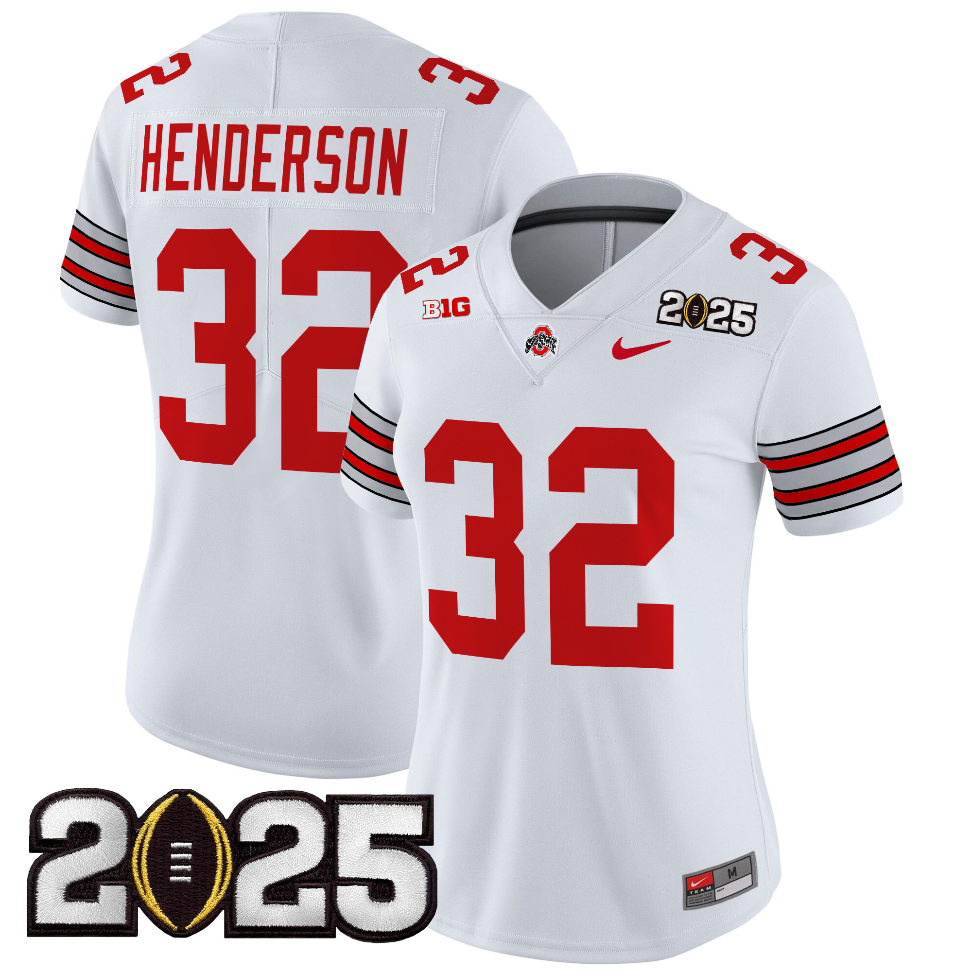 Women's Ohio State Buckeyes 'Heritage Stripe' 2025 CFP Final Patch Vapor Limited Jersey - All Stitched - Image 6